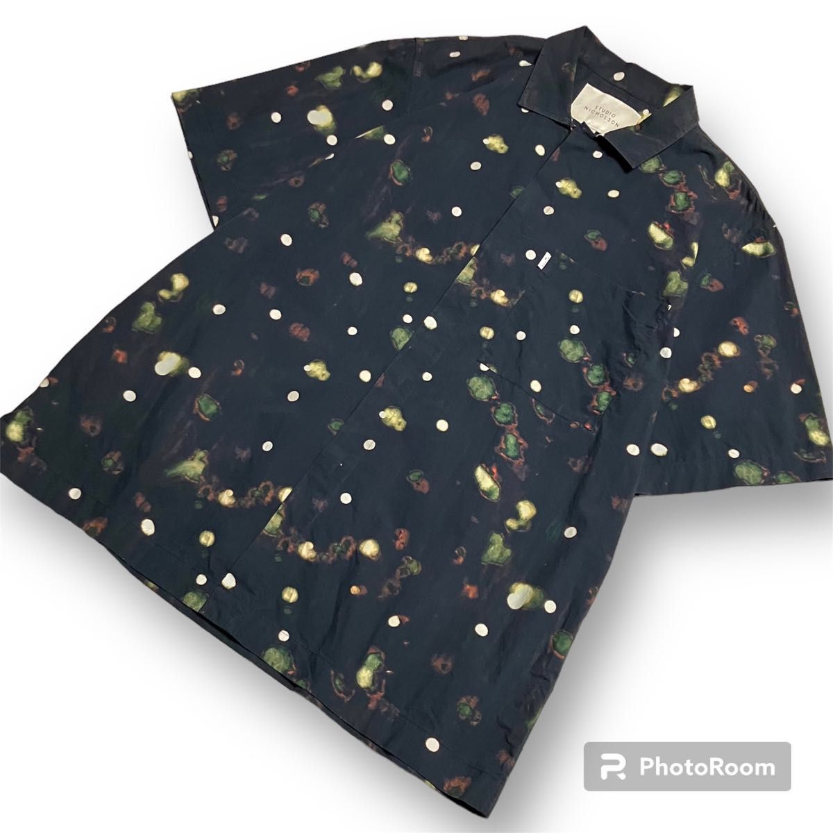 *良品*【STUDIO NICHOLSON】 ZANZA SPOT PRINT SHIRT 半袖