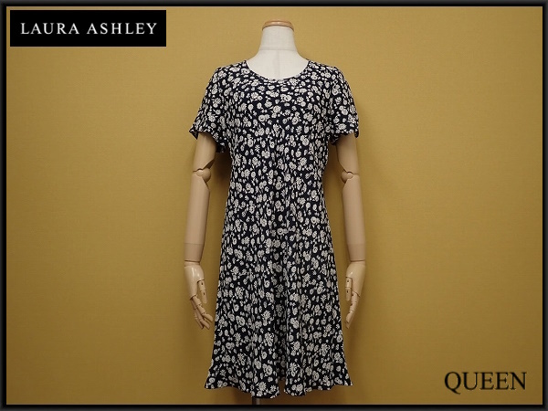 送料無料 laura ashley ワンピース・9◆ローラアシュレイ/花柄 フラワー/半袖/23*8*3-6_画像1