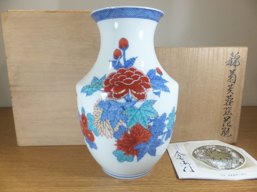人間国宝 酒井田柿右衛門 作 錦 花鳥文 花瓶 花入れ 花器 壺 壷 人間国宝 酒井田柿右衛門 作 錦 花鳥文 花瓶 花入れ 花器 壺 壷