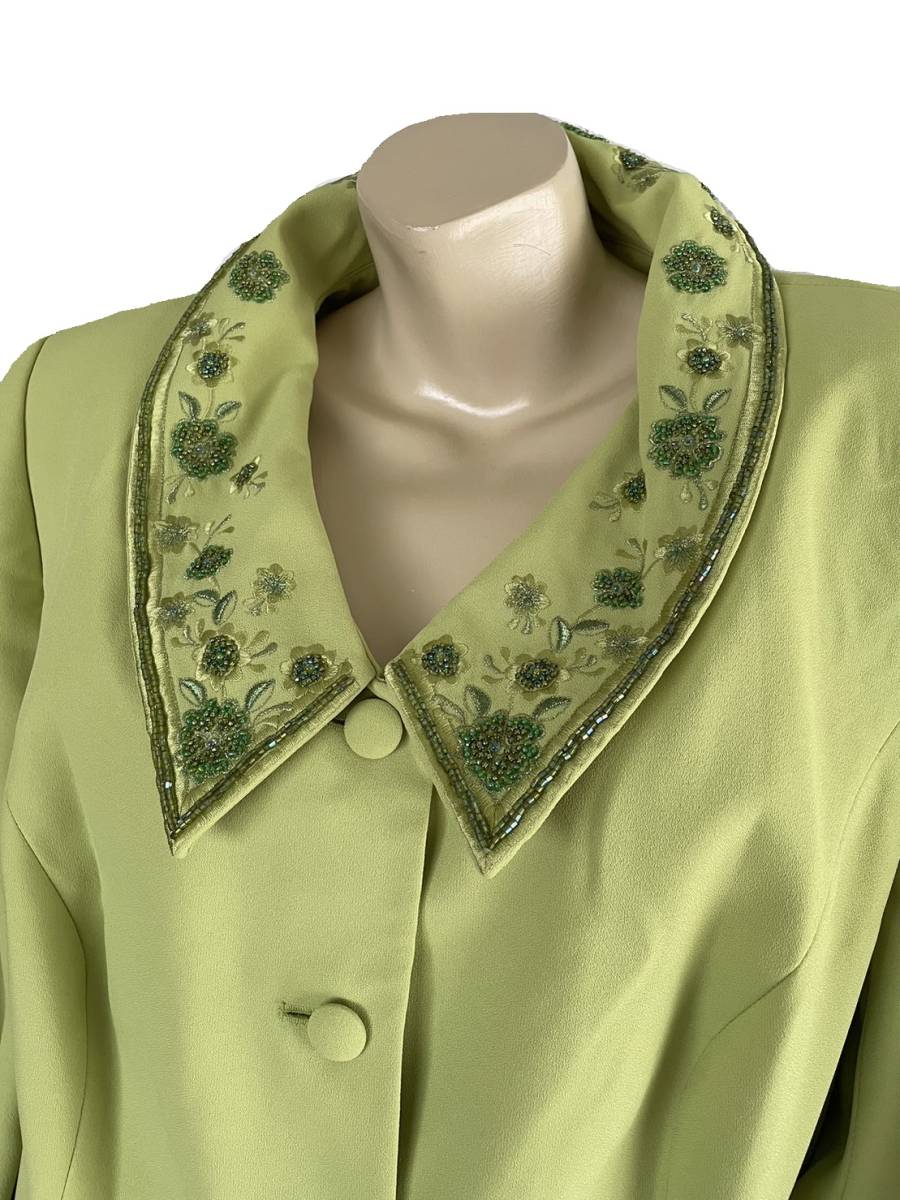 NYP SUITS unused large size ... green beads embroidery 8 sheets is . skirt suit US size 20W 4L~