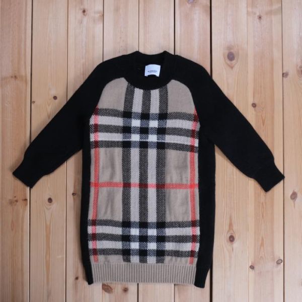 美品！お買い得◆BURBERRY LONDON ENGLAND ◆キッズ　ガール　子供用　ウールカシミヤジャガードセータードレス　[4Y/104cm] br07015185_画像1