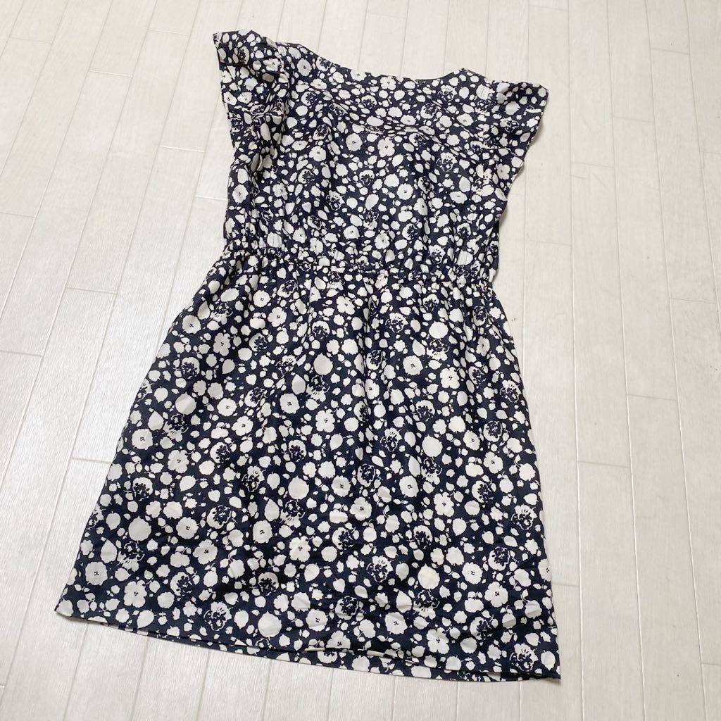 3611* aquagirl Aqua Girl tops One-piece short sleeves One-piece miniskirt lady's 36 black floral print 