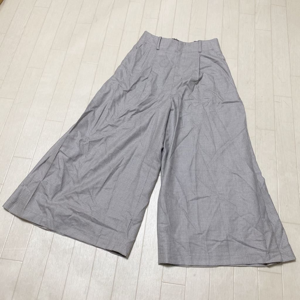 3613* UNTITLED Untitled bottoms wide pants gaucho pants lady's 0 thousand bird pattern gray white 