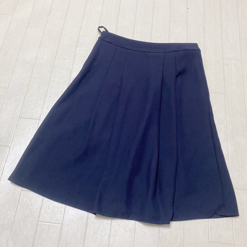 3613* Aylesbury Alice Bally низ юбка юбка в складку casual женский 9 темно-синий одноцветный сделано в Японии 