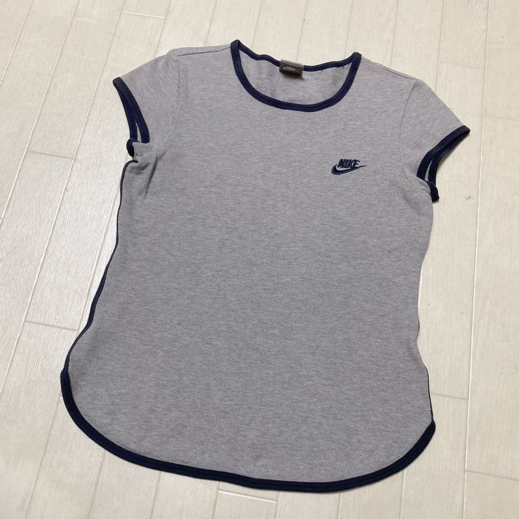 3617☆ NIKE ナイキ トップス 半袖Tシャツ クルーネックTシャツ スポーツ カジュアル レディース M グレー_画像1