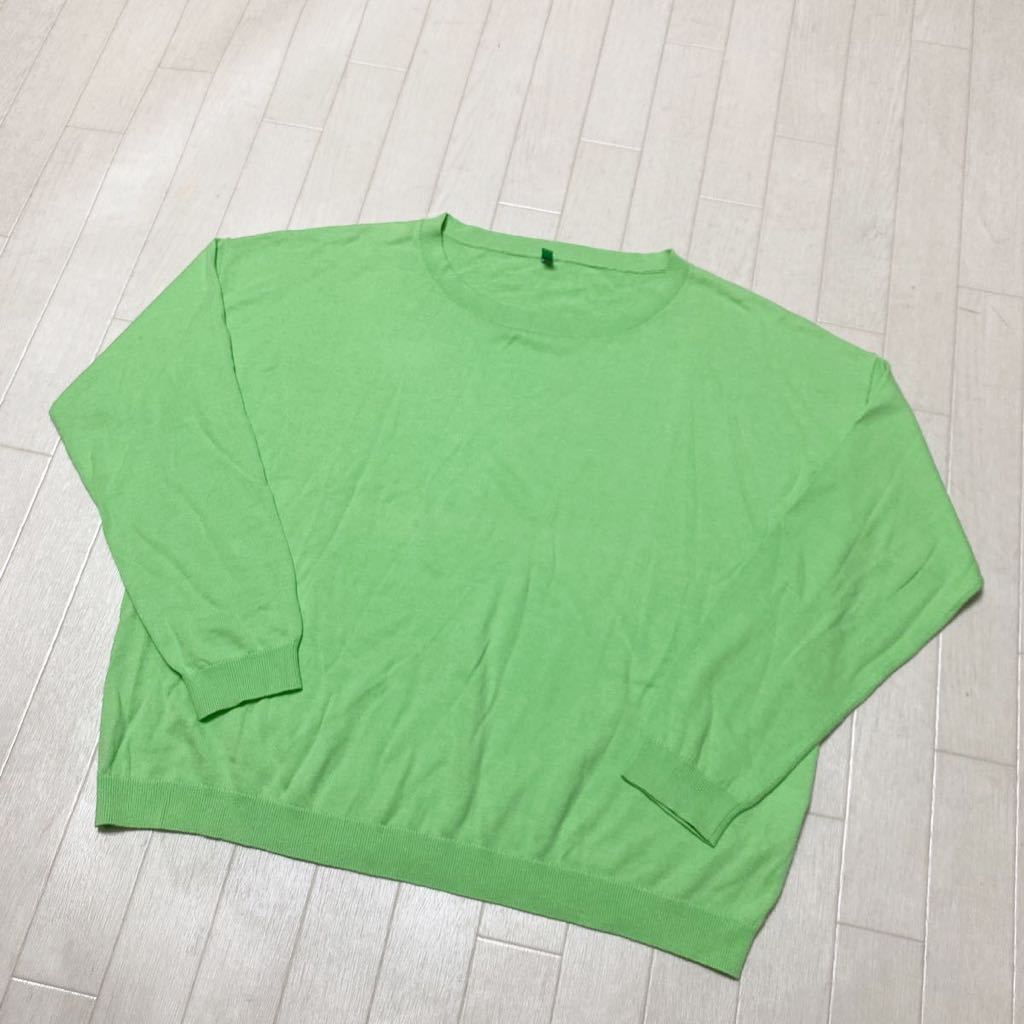 3621* UNITED COLORS OF BENETTON Benetton tops sweater knitted long sleeve lady's L light green 