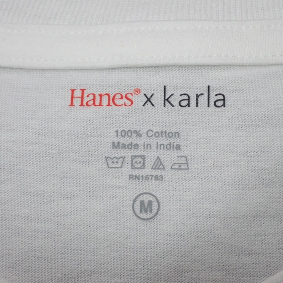 ★未使用 Hanes/ヘインズ × Karla/カーラ THE CLASSIC 半袖Tシャツ メンズM/ホワイト/無地/コットン/クルーネック/外装付き&1780801924_画像4