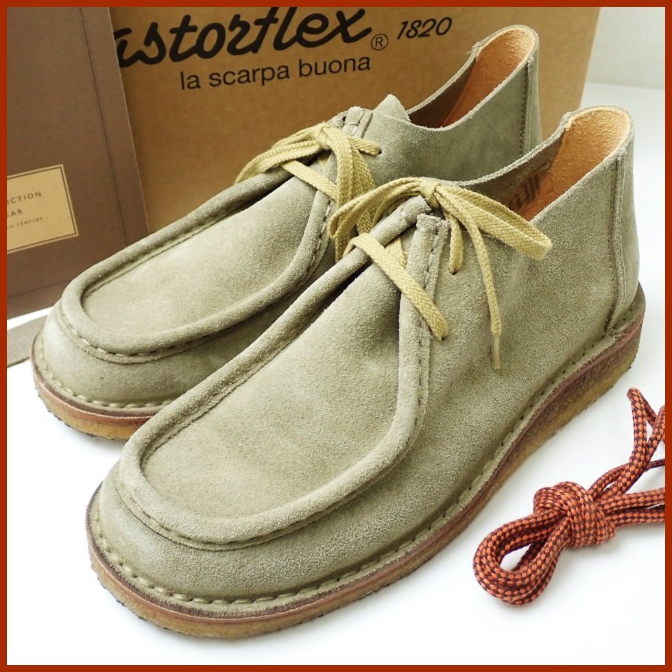 ★astorflex/アストールフレックス BEENFLEX モカシン 41/メンズ25.5cm相当/カーキベージュ/スエード/レザー/外箱付き/ワラビー&1910800014_画像1