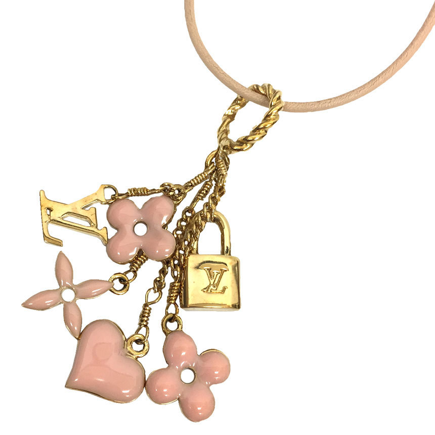 Collier charme fleur fleur Louis Vuitton M64855 monogramme or avec