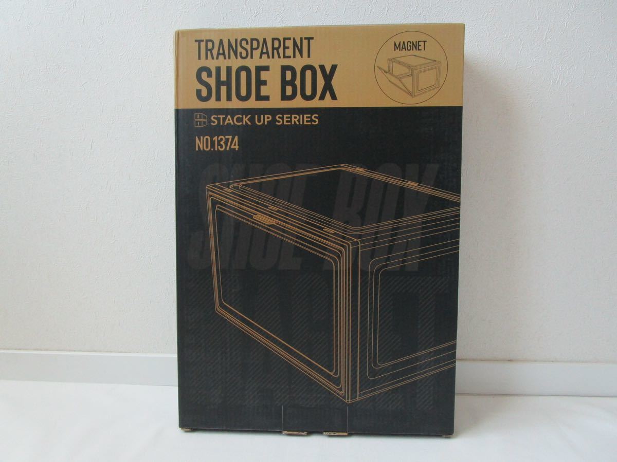 新品未開封 TRANSPARENT SHOE BOX シューズボックス ブラック スニーカー 収納 ケース BOX 靴箱 下駄箱 組み立て式の画像1