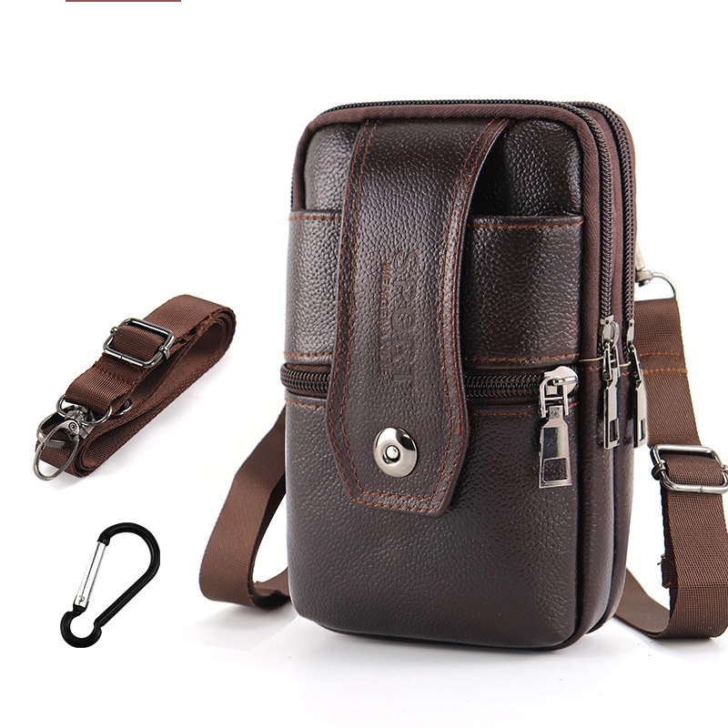  new goods popular finest quality recommendation new work waist bag original leather cow leather men's belt pouch smartphone pouch shoulder bag high capacity multifunction 