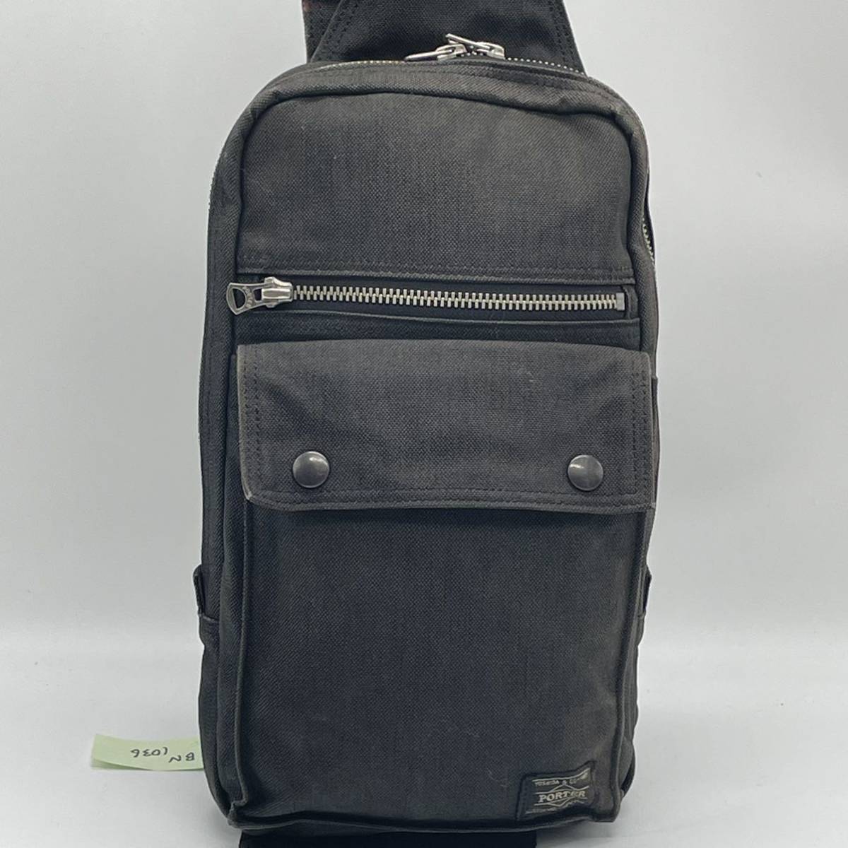 美品】PORTERポーター SMOKYワンショルダーバッグ ブラック グレー-
