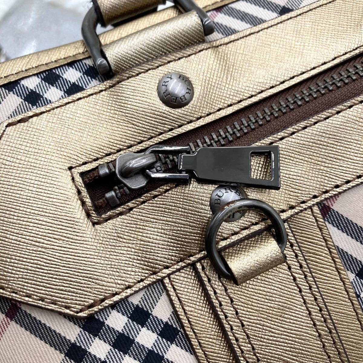 美品 BURBERRY バーバリー ホースロゴ ノバチェック ハンドバッグ