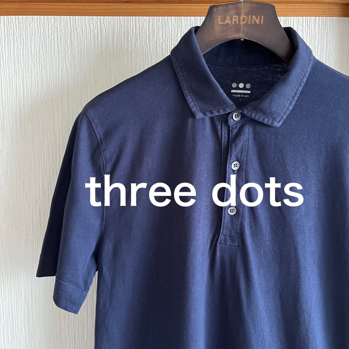 three dots Patrick sanded jersey ポロシャツ　ネイビー