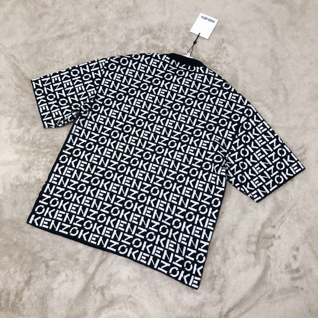 未使用★KENZO ケンゾー Tシャツ MONOGRAM OVERSIZE モノグラム オーバーサイズ ロゴ文字 総柄 白 黒 Mサイズ 高田賢三 伸縮性_画像6