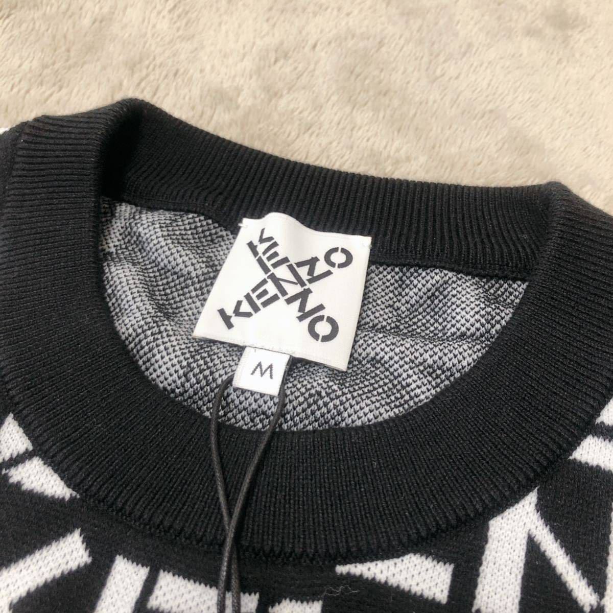 未使用★KENZO ケンゾー Tシャツ MONOGRAM OVERSIZE モノグラム オーバーサイズ ロゴ文字 総柄 白 黒 Mサイズ 高田賢三 伸縮性_画像3