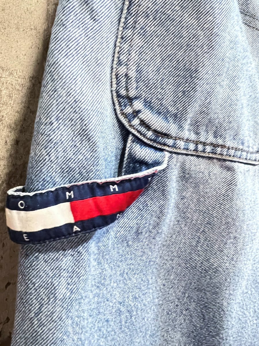 90'S 極太 TOMMYJEANS ワイド デニム ハーフパンツ 34 トミージーンズ トミーヒルフィガー バギー ルーズ ショーツ_画像4