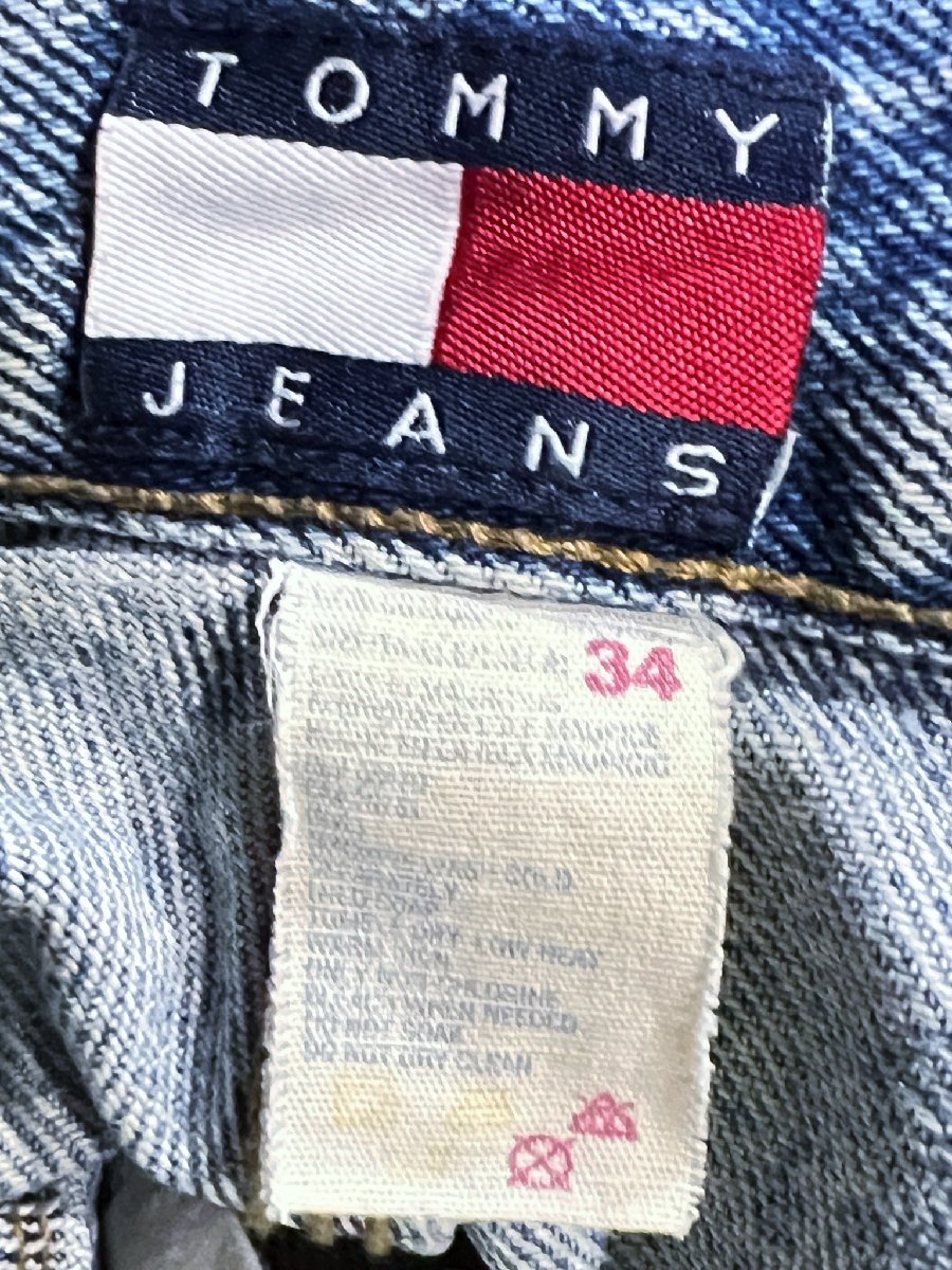 90'S 極太 TOMMYJEANS ワイド デニム ハーフパンツ 34 トミージーンズ トミーヒルフィガー バギー ルーズ ショーツ_画像6