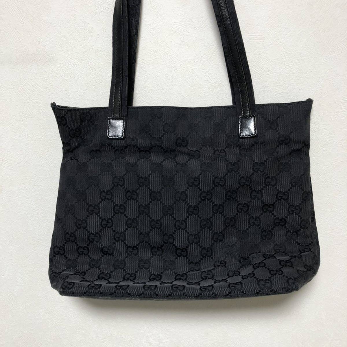 1円スタート 激レア GUCCI グッチトートバッグ ブラックGGキャンバス ハンドバッグ 黒_画像3