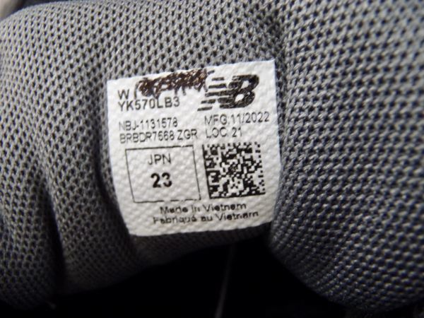 new balance ニューバランス 23.0cm NB570 スニーカー シューズ 男の子 黒 ブラック 通学 運動靴 定形外なら510円 匿名配送選べます_画像9