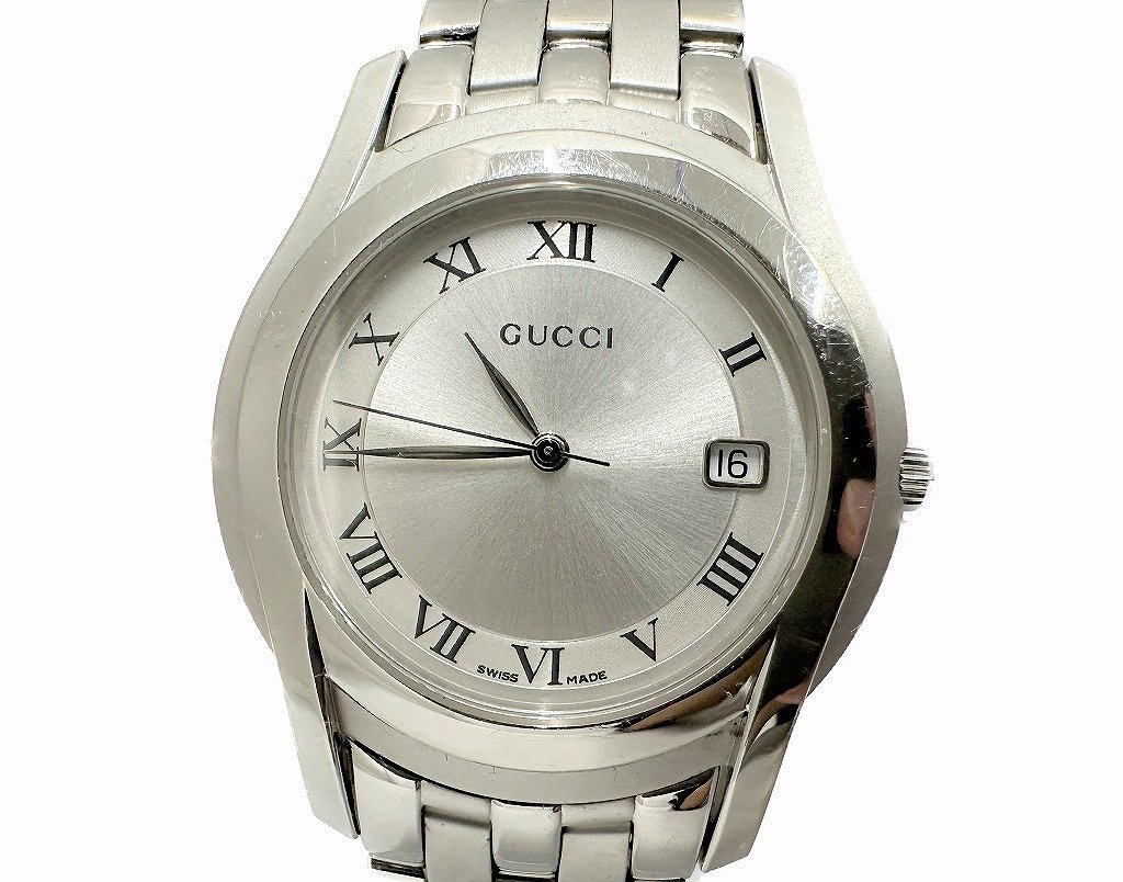 無料発送 グッチ GUCCI 5505S SS 腕時計 クォーツウォッチ ホワイト