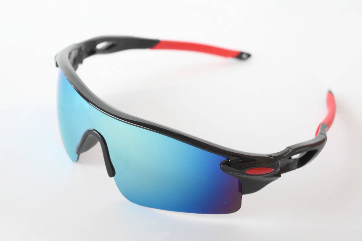 クロス付 スポーツサングラス UV400 ブラックレッド/ミラー かっこいい 軽量 紫外線カット サイクリング ジョギング 散歩 黒赤/ミラー  JChere雅虎拍卖代购