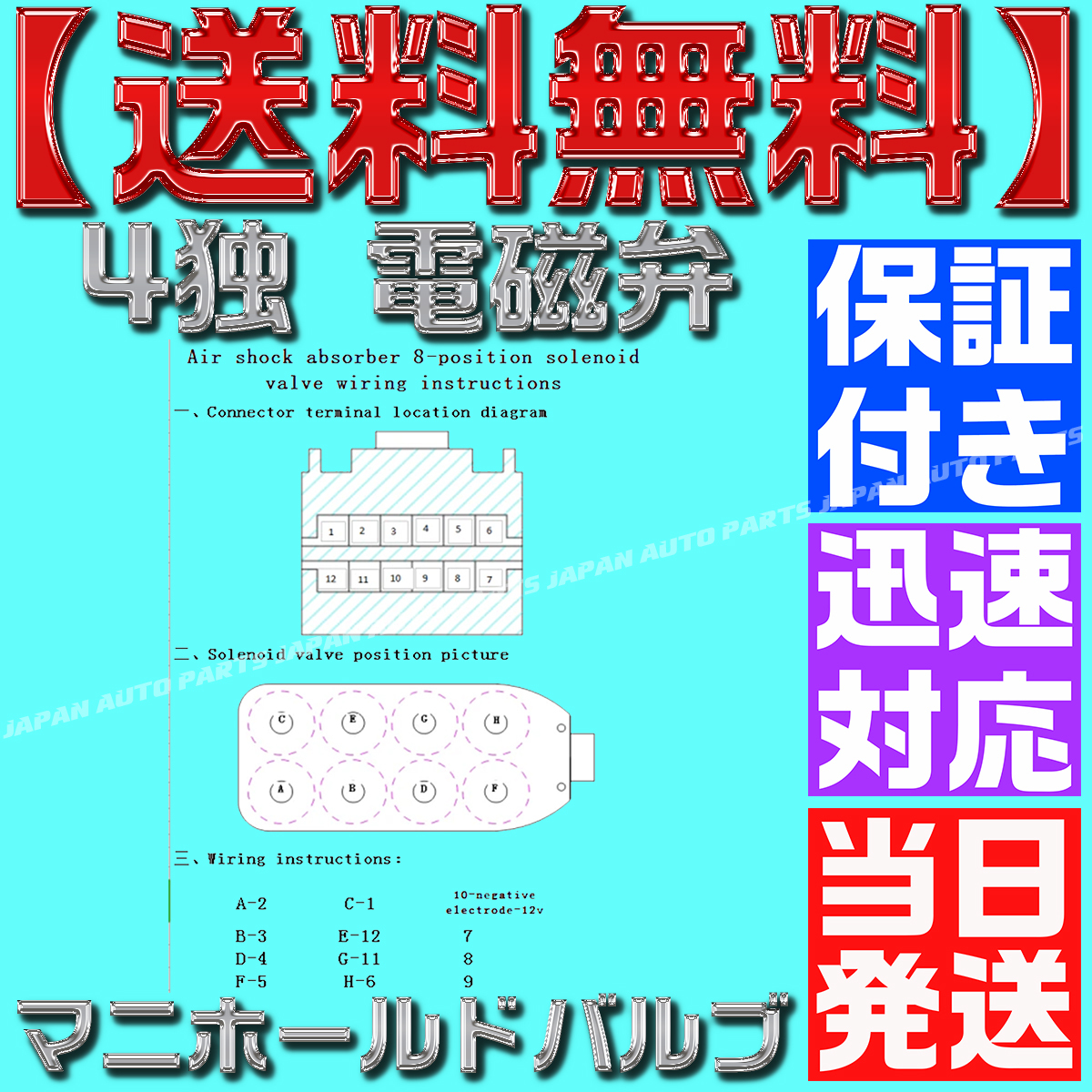 【保証付】【送料無料】【当日出荷】最新型コイル 4独 マニホールドソレノイドバルブ 電磁弁 1/4NPT エアサス_画像7