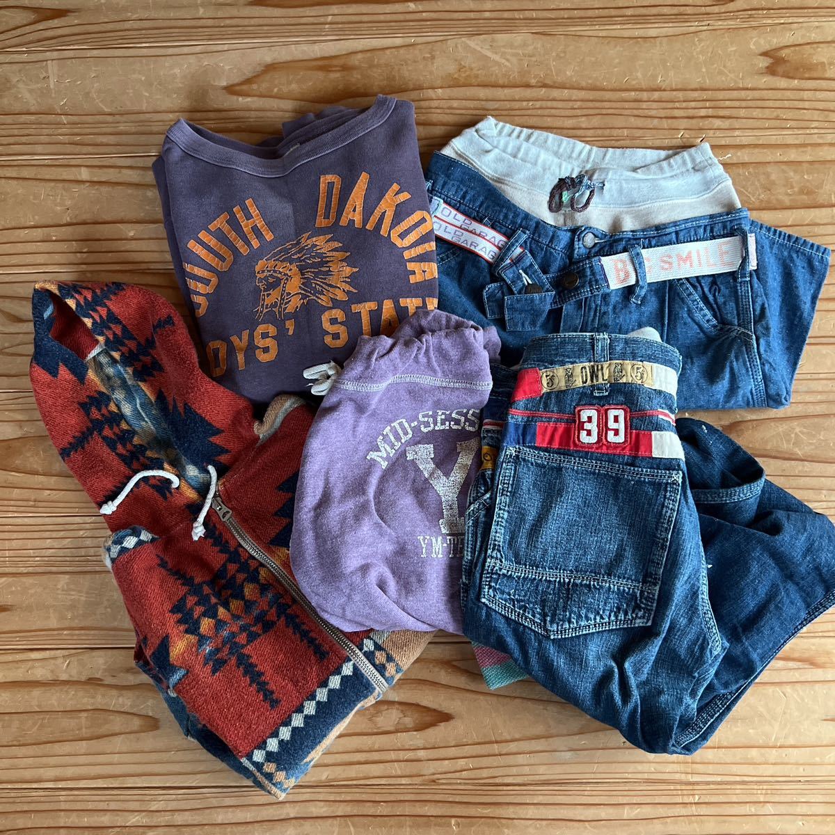 デニムダンガリー 140〜150サイズ 5点セット DENIM&DUNGAREE スウェット デニムパンツ パーカーの画像1