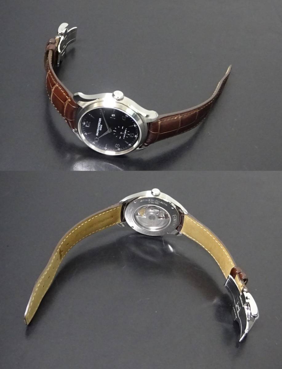 美品 BAUME&MERCIER ボーム&メルシエ クリフトン MOA10053 黒文字盤 メンズ 自動巻 国際保証書あり 純正内外箱あり 本物_画像6