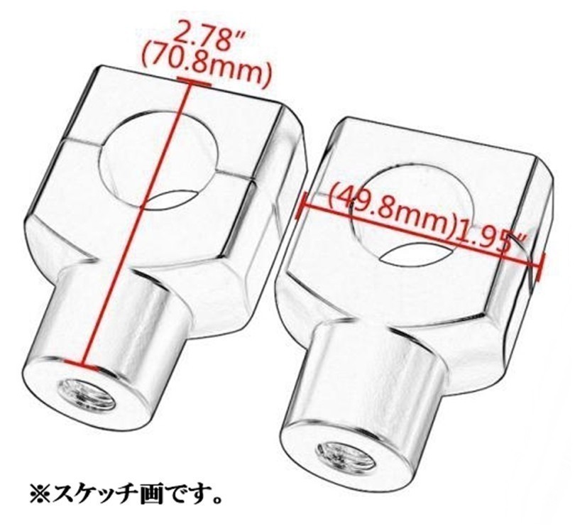 新品即決 バイク 汎用 ハンドルポスト ライザー 25.4mm 1インチ 黒 ソフテイル ファットボーイ ヘリテイジ ブレイクアウト ダイナ_画像3