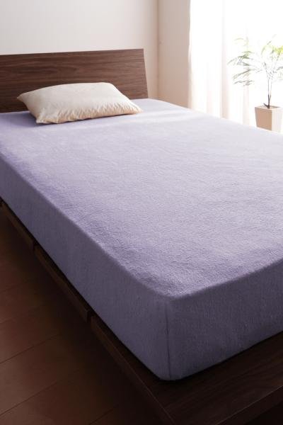 タオル地 ベッド用 ボックスシーツ の同色2枚セット クイーンサイズ 色-ラベンダー /綿100%パイル 寝具 べっどしーつ べっとかばー 洗濯可