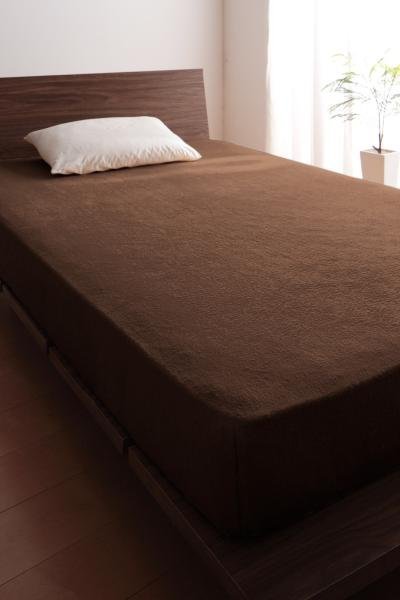 タオル地 ベッド用 ボックスシーツ の同色2枚セット クイーンサイズ 色-モカブラウン /綿100%パイル 寝具べっどしーつ べっとかばー 洗濯可