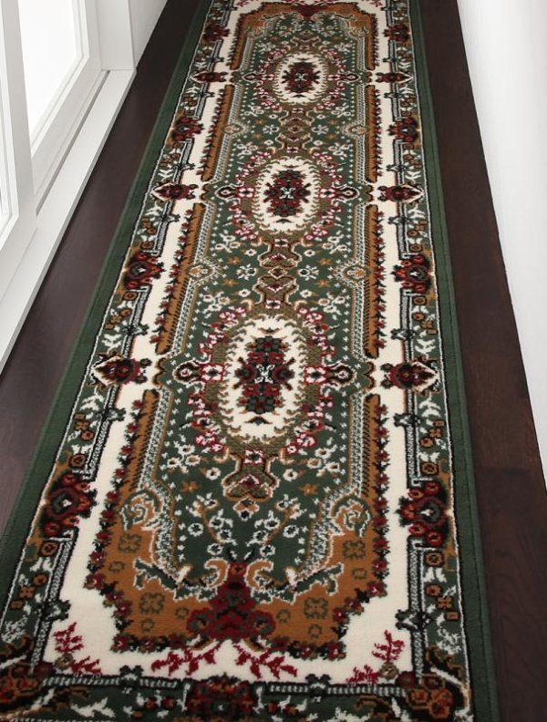 激安人気新品 廊下敷き 廊下用マット 絨毯 クラシックデザイン ウィルトン織り /ベルギー製 色-グリーン 60×330cm カーペット一般