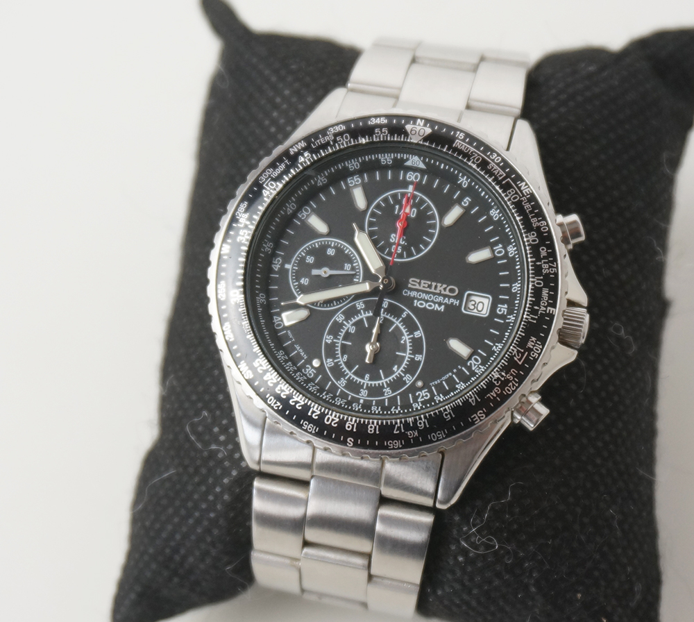 94【美品】SEIKO セイコースポーツマチック時計 メンズ腕時計 ブラック-