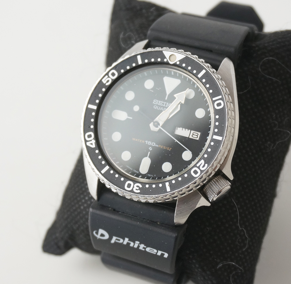 セイコー ダイバー150m 7548-7000 デイデイト QZ 黒文字盤 メンズ腕時計