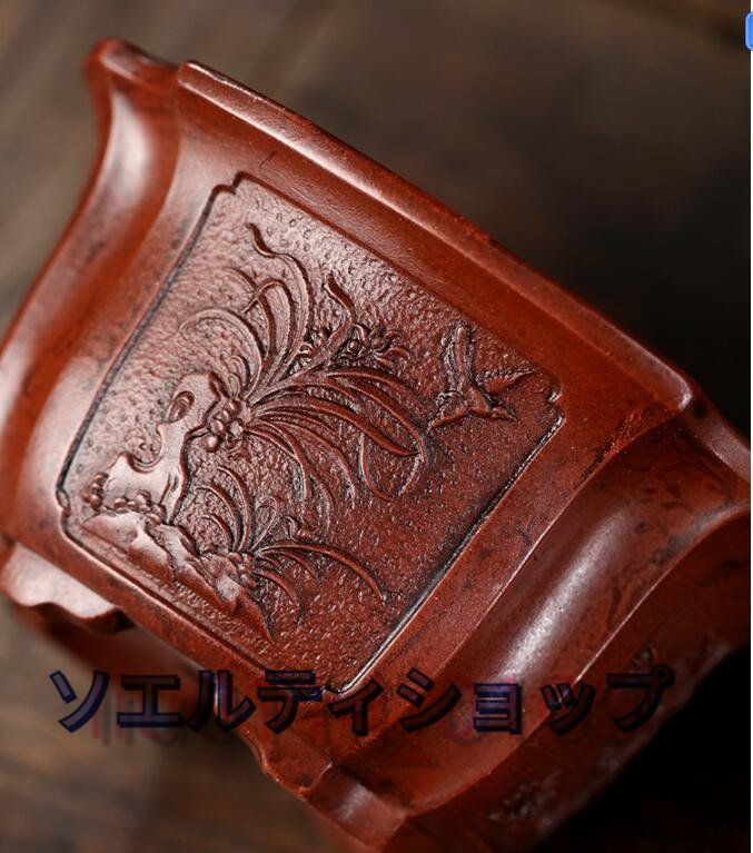  new arrival * purple sand purple mud bonsai pot plant pot angle pot comming off carving purple mud . handmade hand made width 15.7cm× height 8.8cm