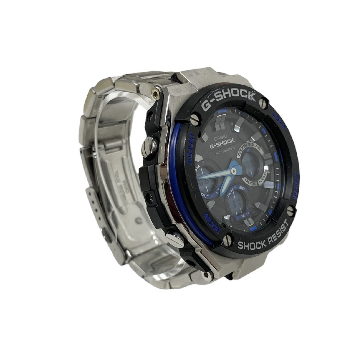 最高の シルバー GST-W100D 電波ソーラー デジアナ腕時計 Gスチール G
