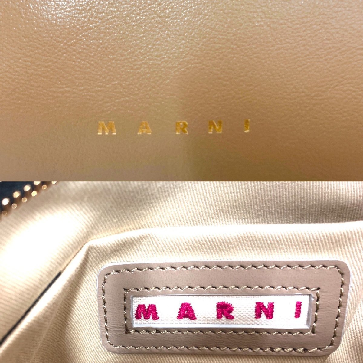 MARNI (マルニ) バイカラー クラッチバッグ レザー PHMO0030U0 P2644 ZO302 ベージュ系 レディース/025_画像6