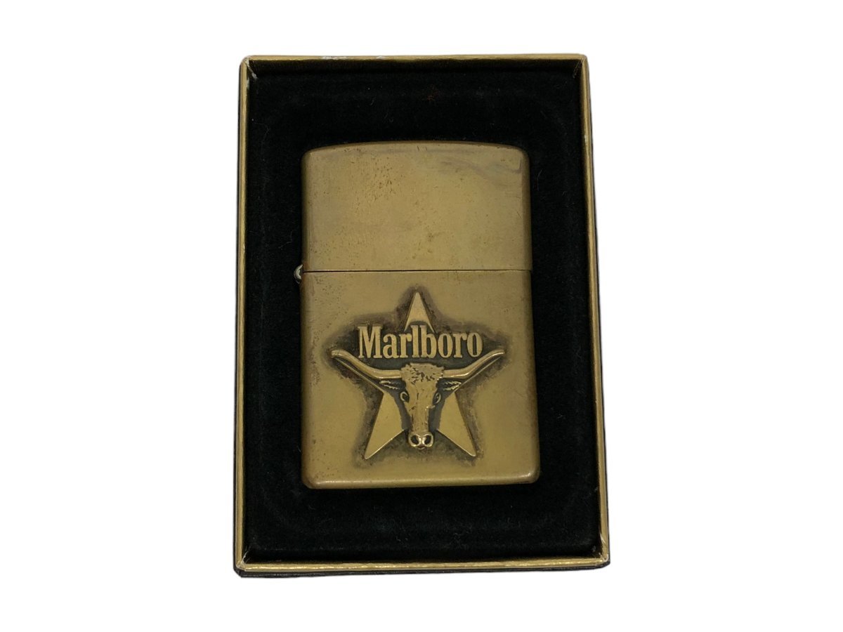 zippo (ジッポー) Marlboro マルボロ ロングホーン 1993年製 限定品 オイルライター ゴールド 雑貨/078_画像1