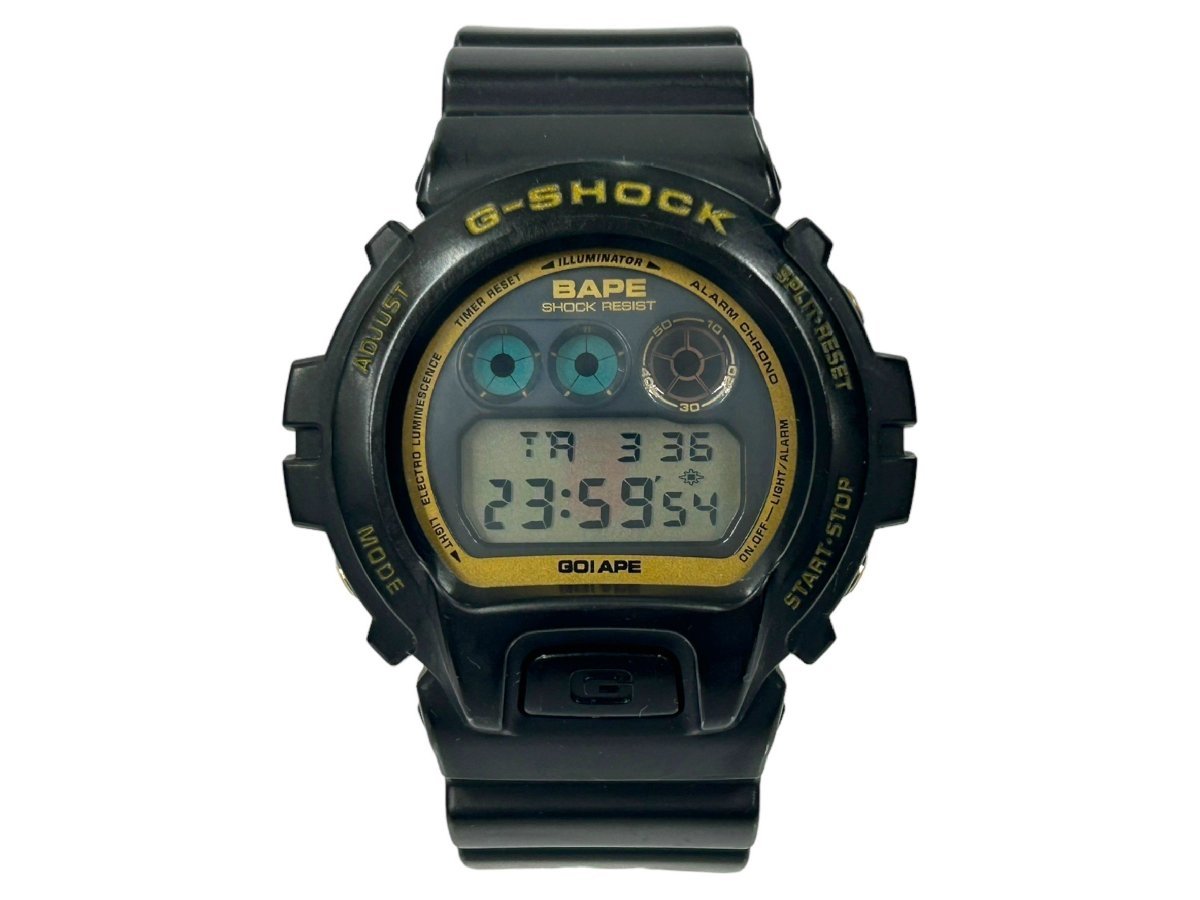 CASIO (カシオ) G-SHOCK Gショック × A BATHING APE (アベイシングエイプ) デジタル腕時計 クォーツ DW-6900 ブラック メンズ/025