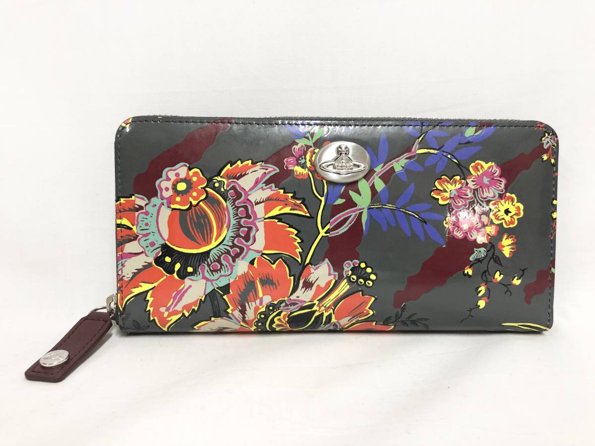 ○★新品未使用　Vivienne Westwood (ヴィヴィアンウエストウッド)　TIGER FLOWER　ラウンドファスナー長財布　グレー★○