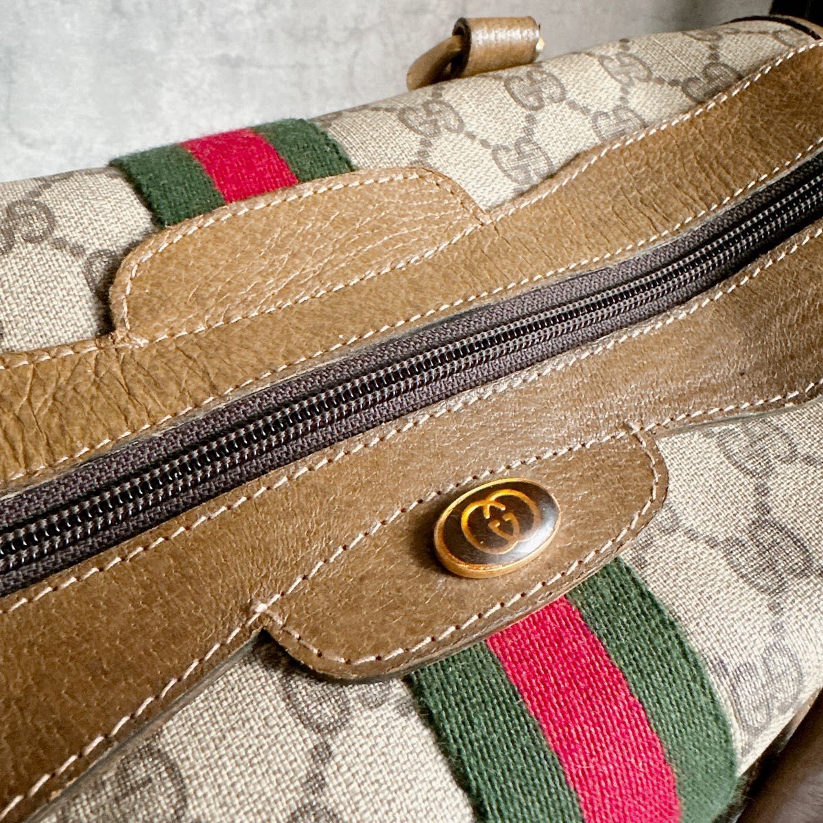 【良品】GUCCI ボストンバッグ ハンドバッグ GG シェリーライン オールドグッチ グッチ ミニボストン