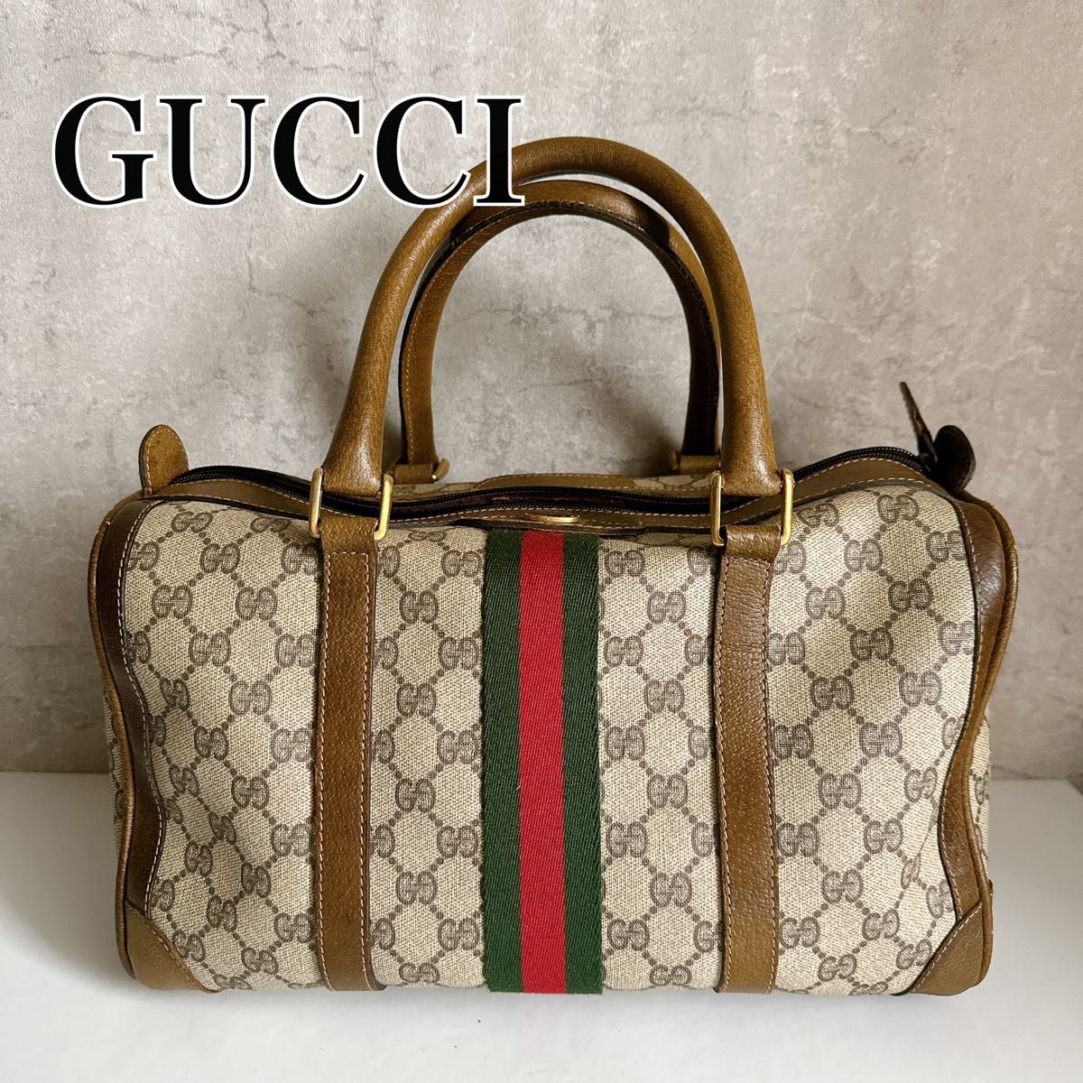 【良品】GUCCI ボストンバッグ ハンドバッグ GG シェリーライン オールドグッチ グッチ ミニボストン