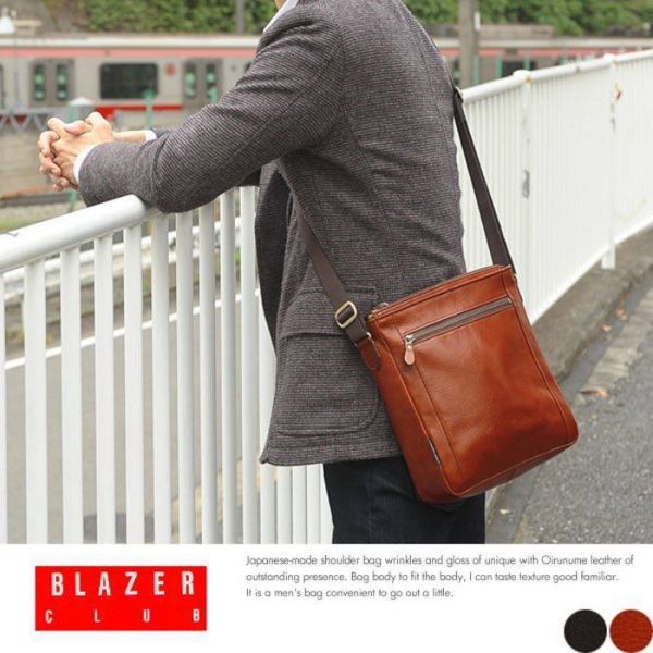 * net the lowest price red letters resolution BLAZERCLUB made in Japan shoulder bag original leather diagonal .. bag B5 made in Japan regular goods business bag black *