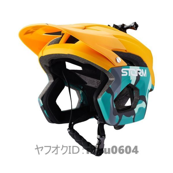 自転車ヘルメット マウンテンバイク 超軽量 通気性 ダウンヒル サイクリング オフロード ヘルメット フルフェイス イエロー / K559