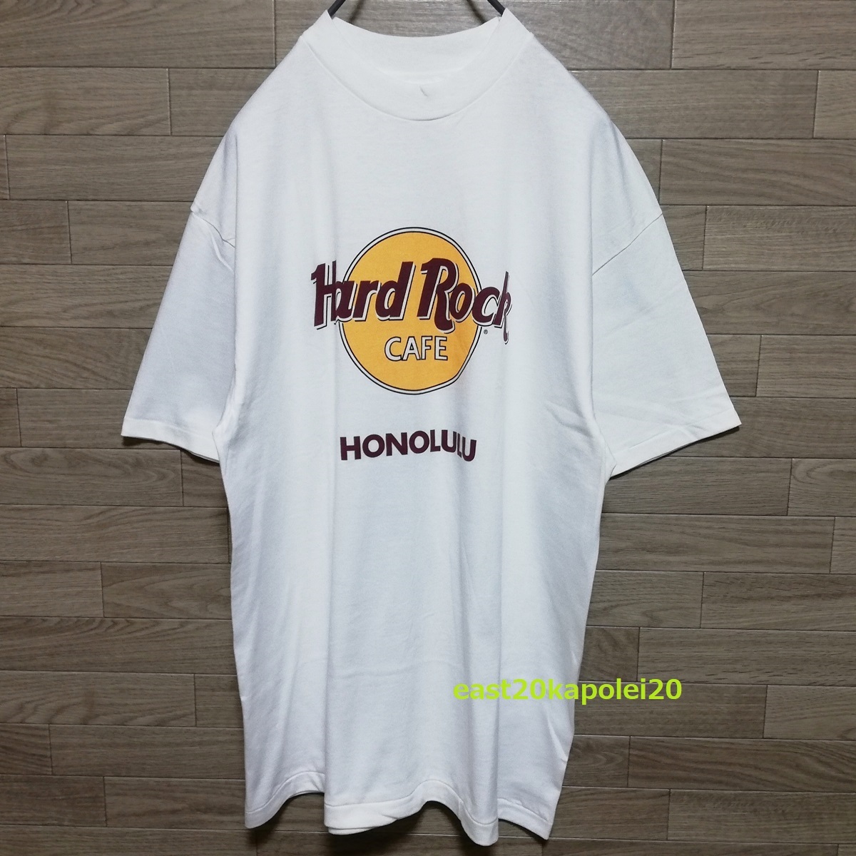 【訳有】 Hard Rock Cafe HAWAII HONOLULU ハードロックカフェ ハワイ ホノルル 限定 USA製 ヴィンテージ 90s Tシャツ L ホワイト 未使用の画像7