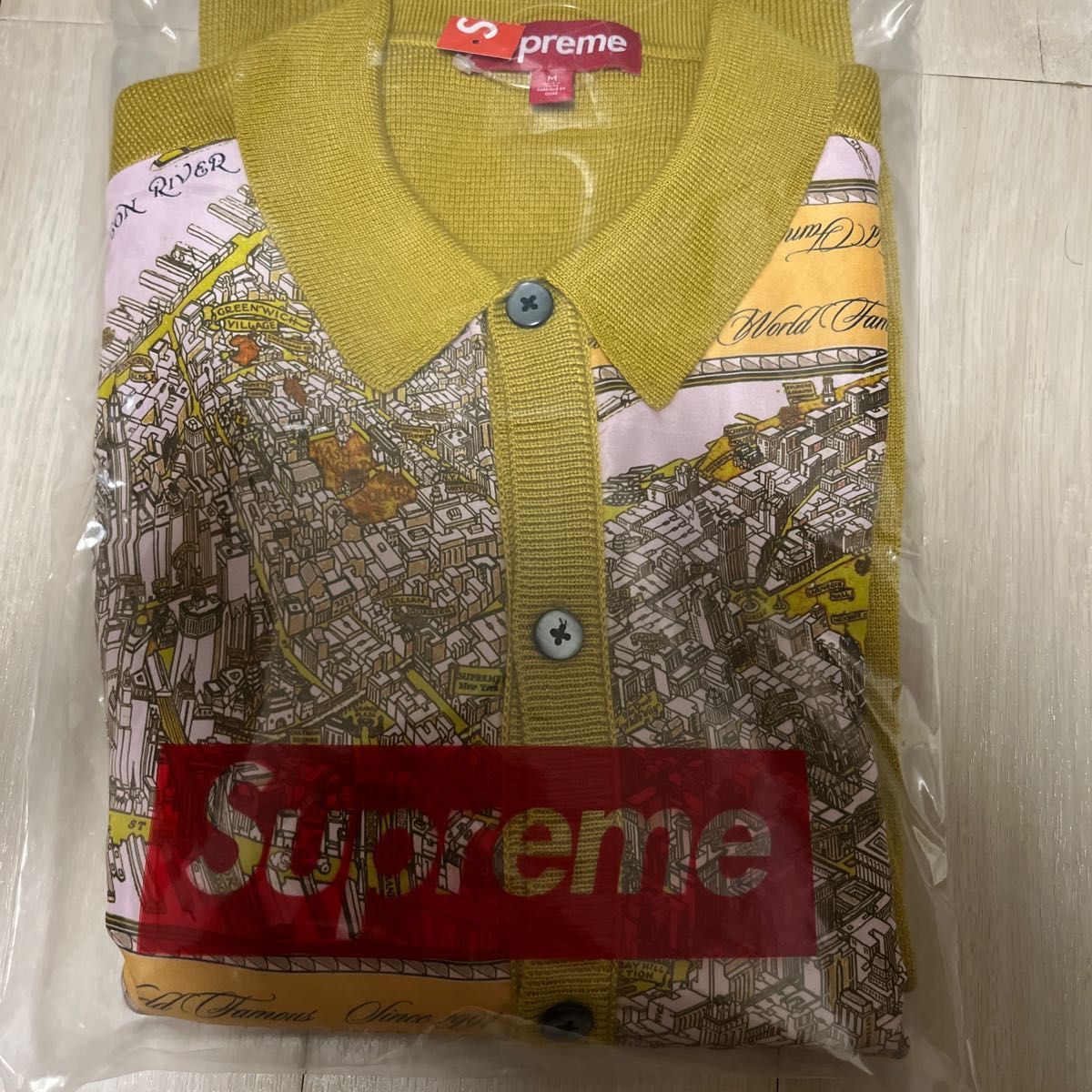 Supreme Silk Map Cardigan Mustard Mサイズ-