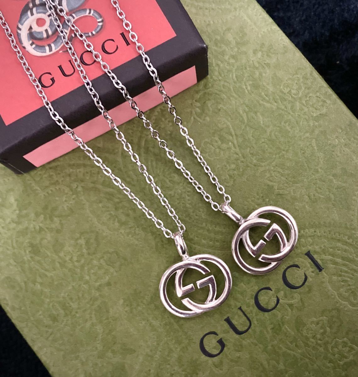 【即決/送料込み】GUCCI/グッチ ペアネックレス インターロッキングG/GGロゴ ネックレス/ペンダント