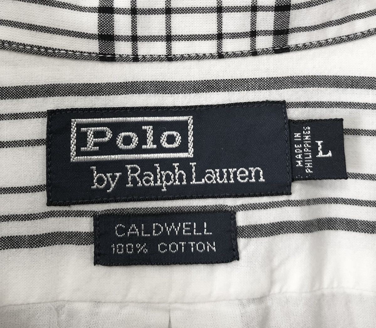 90's 白黒 Polo by Ralph Lauren ポロ ラルフローレン ビンテージ 開襟