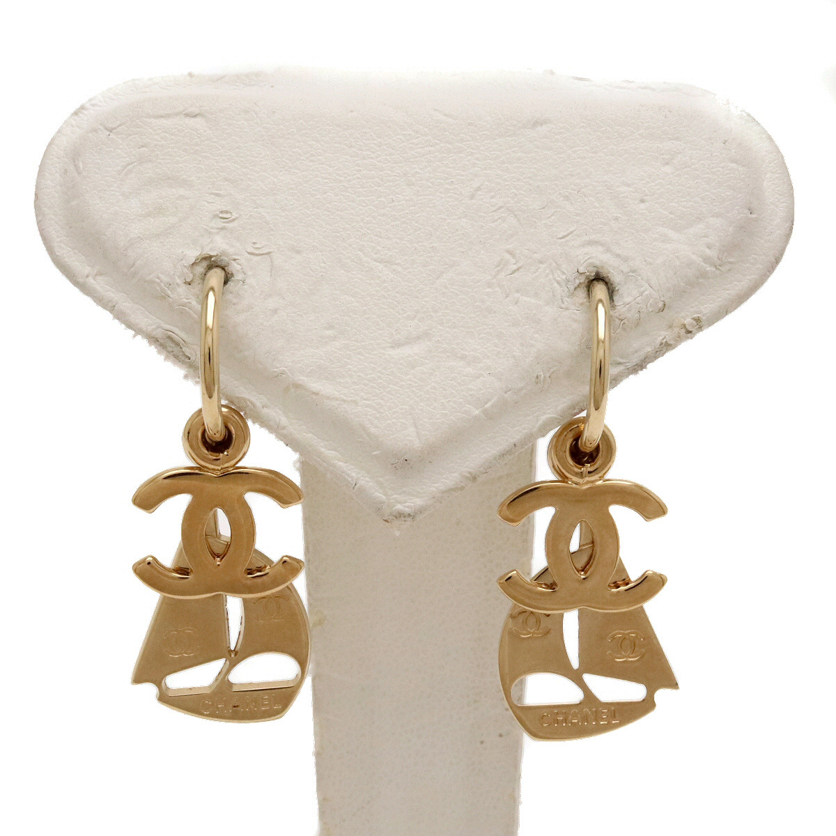 CHANEL Chanel yacht here Mark hoop earrings swing earrings GP